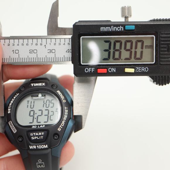 Timex Ironman Triathlon Mens Black Blue 39mm Digital Watch w New Battery - Picture 2 of 11